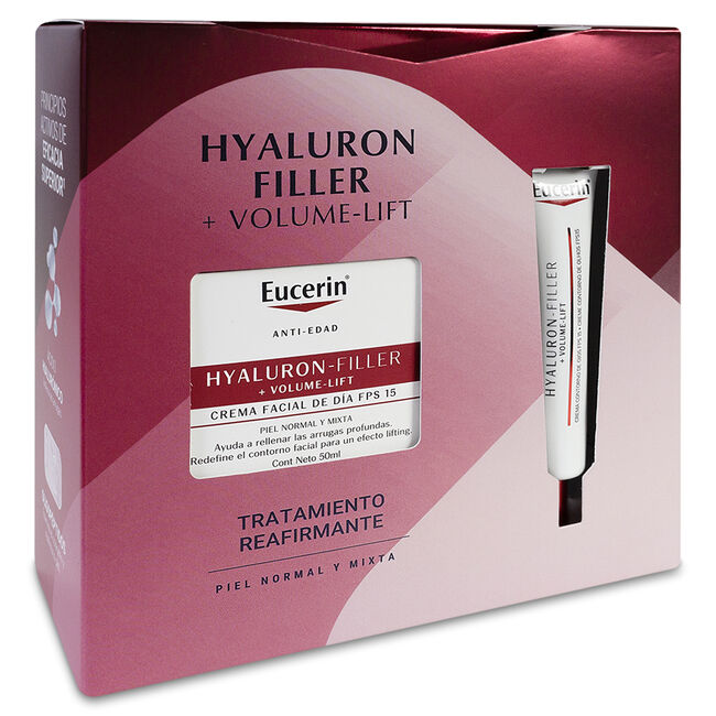 Eucerin Pack Hyaluron Filler Volume Lift Piel Normal y Mixta Spf15 50ml + Contorno Ojos Spf15 15ml