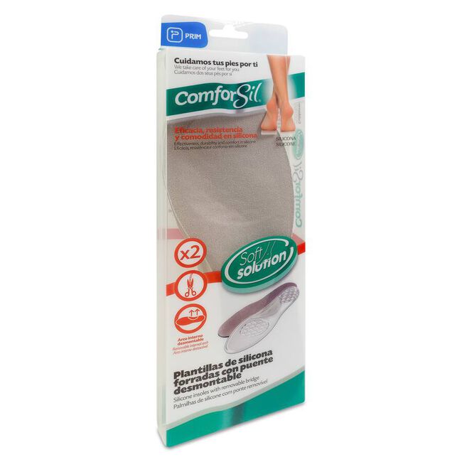 Comforsil Plantillas Forradas con Puente Desmontable Talla S, 1 Par