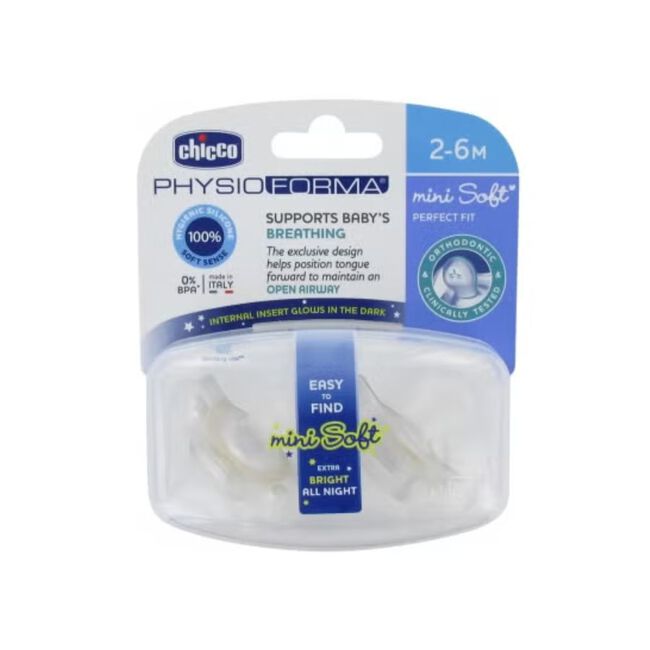 Chicco Chupete Mini Soft Luminoso 2-6 m, 2 unidades