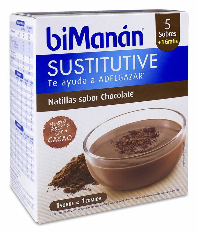 biManán Natillas Sabor Chocolate, 5 Sobres
