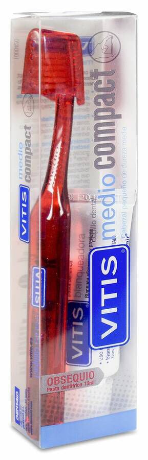 Vitis Cepillo Compact Medio + Pasta Dentífrica Blanqueadora, 1 Ud