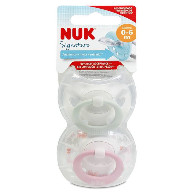 NUK Chupete Día Silicona 0-6 Meses, 2 Unidades