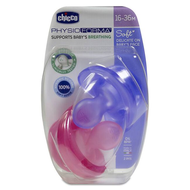 Chicco Chupete Physio Soft Silicona +12 Meses Rosa, 2 Uds