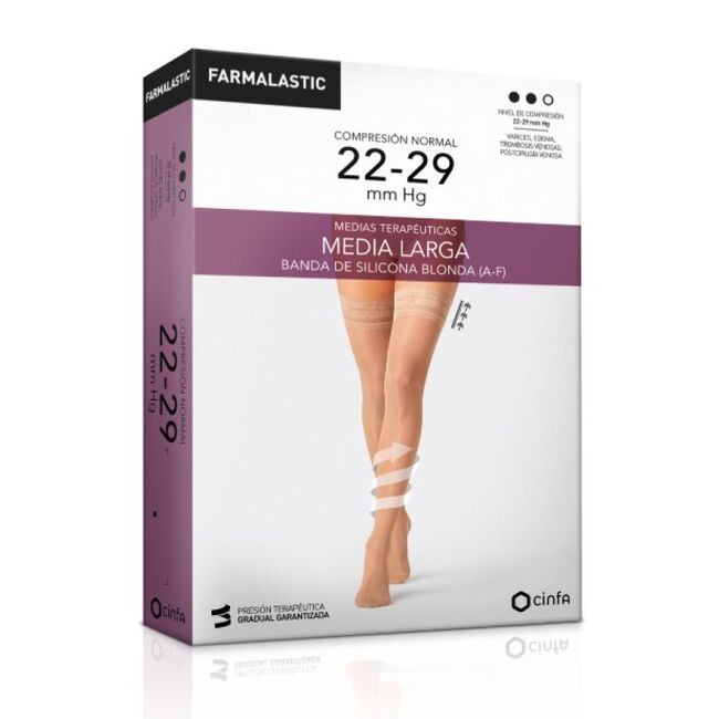 Farmalastic Media Larga de Compresión Normal Capuchino Mediana, 1 Par