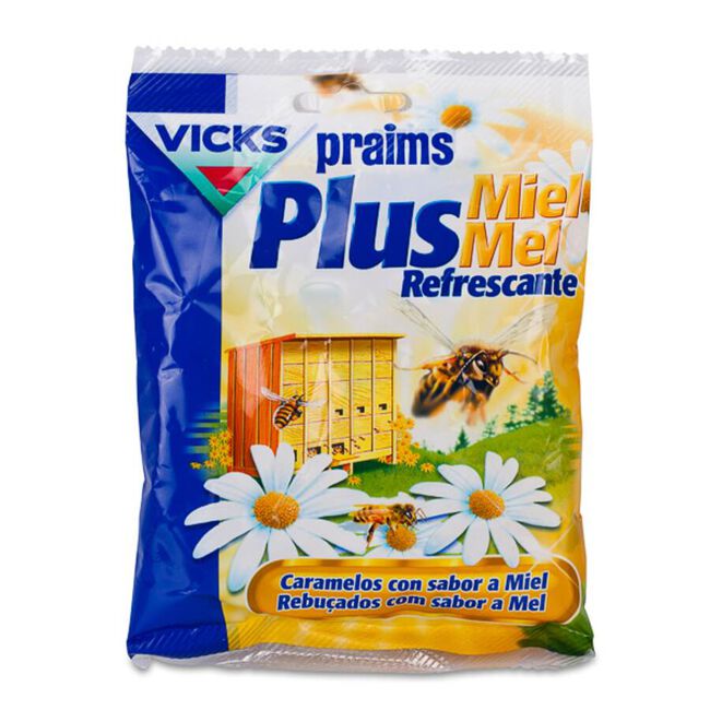 Vicks Praims Plus Caramelos Miel Refrescante, 72 g