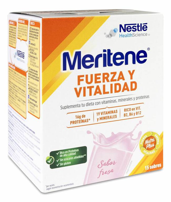 Meritene Batido Sabor Fresa, 15 Sobres