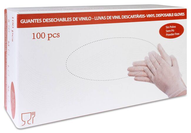 imagen de Guantes Desechables de Vinilo Sin Polvo Talla S, 100 Unidades