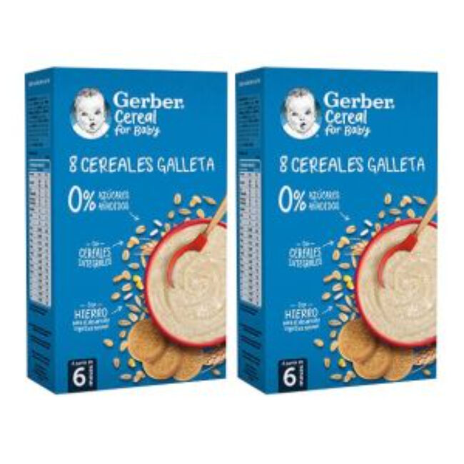 Duplo Gerber 8 Cereales Galleta, 2 x 475 gr