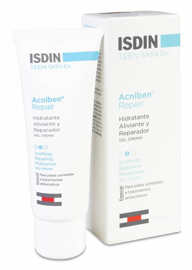 Isdin Teen Skin Rx Acniben Repair Gel-Crema Hidratante, Aliviante y Reparador, 40 ml