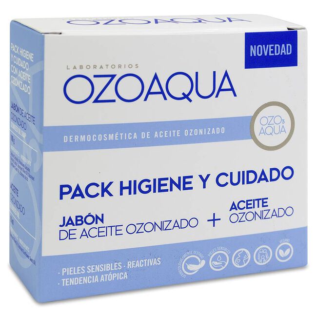 Ozoaqua Pack Higiene y Ciuidado, 1 Envase 15 ml Aceite Ozonizado + 1 Envase 100 g Jabón de Aceite Ozonizado