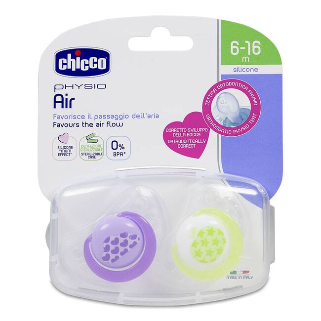 Chicco Chupete Silicona Physioforma Aire 6-12 M Rosa, 2 Unidades