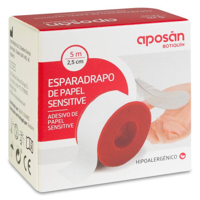 Aposán Esparadrapo Papel 2,5 cm x 5 m, 1 Ud