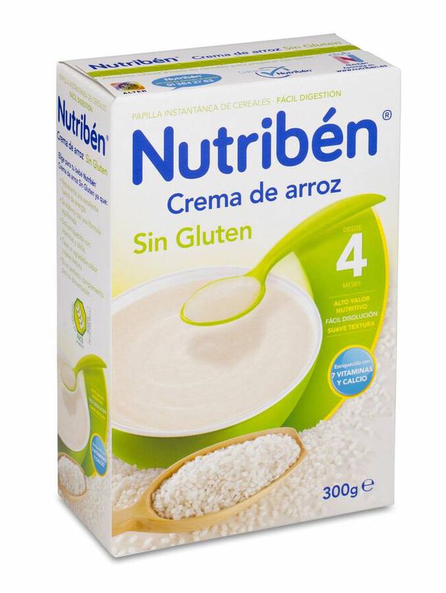 Nutribén Crema de Arroz sin Gluten, 300 g