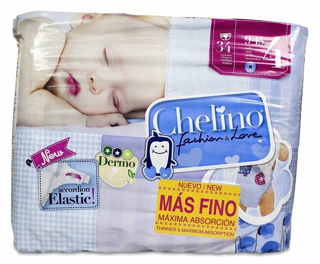 Chelino Fashion & Love Pañales Gateo Talla 4 (9-15 kg), 34 Uds