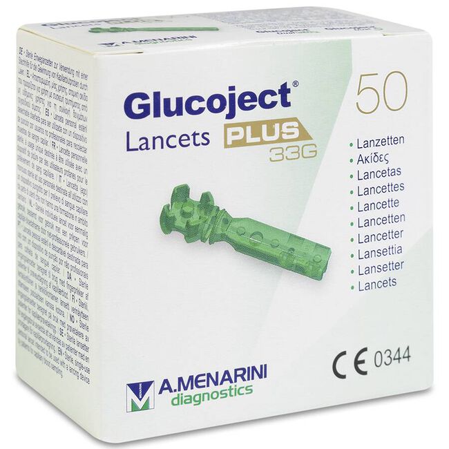 A.Menarini Glucoject Lancetas Plus, 33 gr 50 unidades