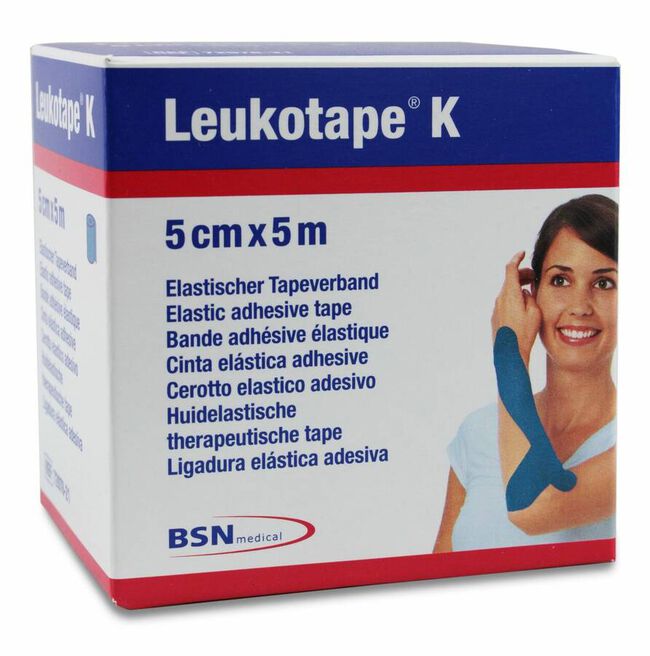 Leukotape K Cinta Autoadhesiva Elástica Azul 5 cm x 5 m, 1 Ud