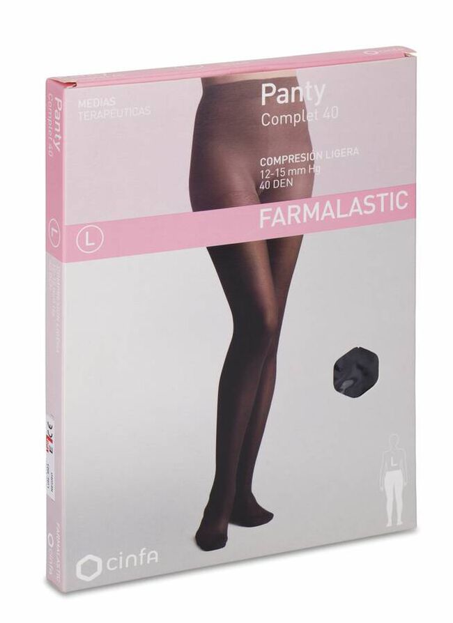 Farmalastic Panty Complet 40 Compresión Ligera Negro Extra-grande, 1 Ud