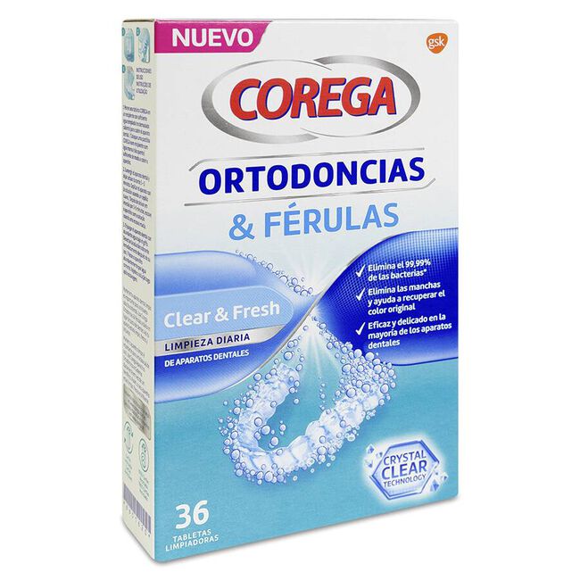 Corega Ortodoncias y Férulas, 36 Tabletas Limpiadoras