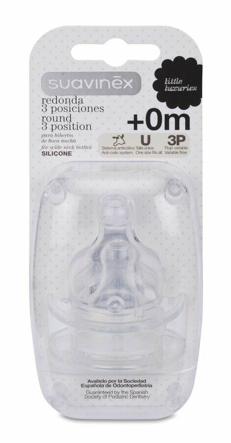 imagen de Suavinex Tetina de Silicona 3 Posiciones Boca Ancha, 2 Uds