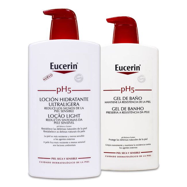 Pack Eucerin Ph5 Loción Hidratante Ultraligera + Gel Baño, 1000 ml + 1000 ml