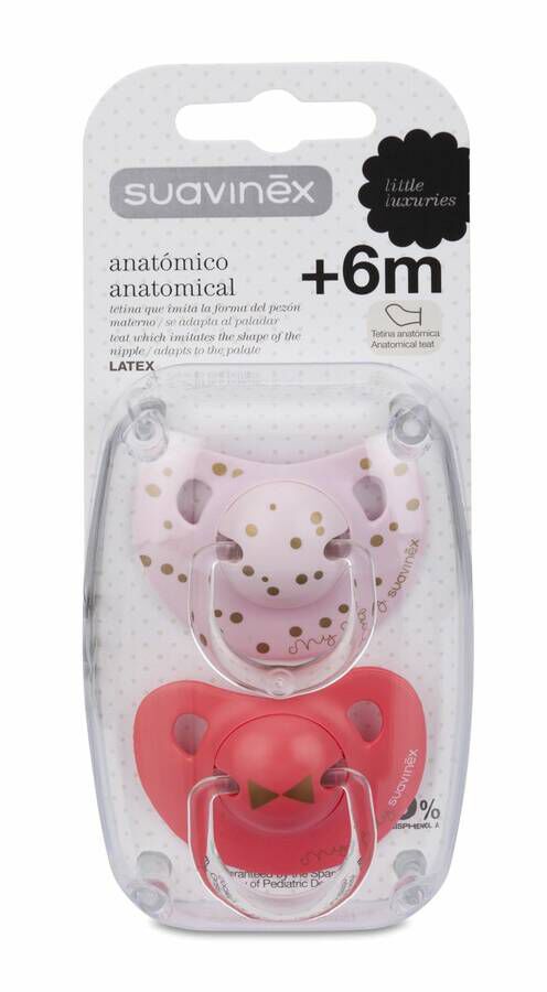 Suavinex Chupete Anatómico de Látex 6-18 Meses, 2 Uds