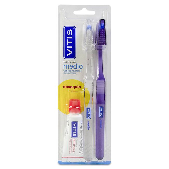 Pack Vitis Cepillo Medio + Pasta Dentífrica Regalo, 1 Ud