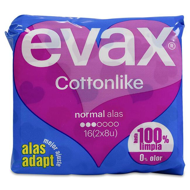 Evax Cottonlike Normal con Alas, 16 Uds