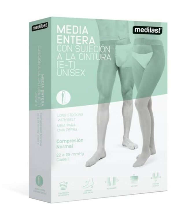 Medilast Media Larga Sujeción Cintura Pierna Izquierda Beige Talla L, 1 Ud