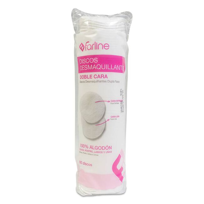 Farline Discos Desmaquillantes Algodón, 80 Uds
