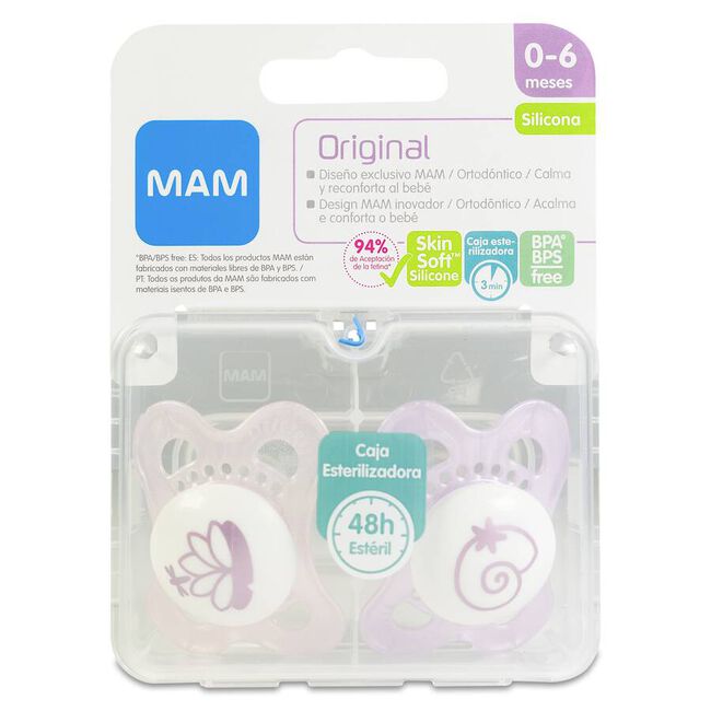 Mam Original Chupete Silicona 0-6 meses Rosa, 2 uds