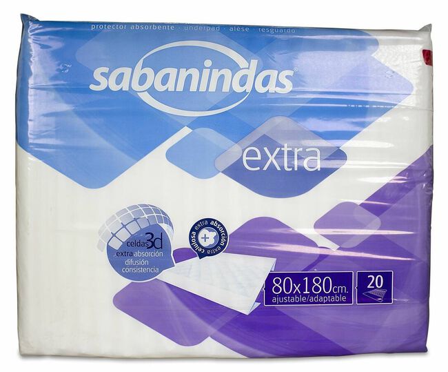Sabanindas Extra Protector Absorbente 80x180, 20 Uds
