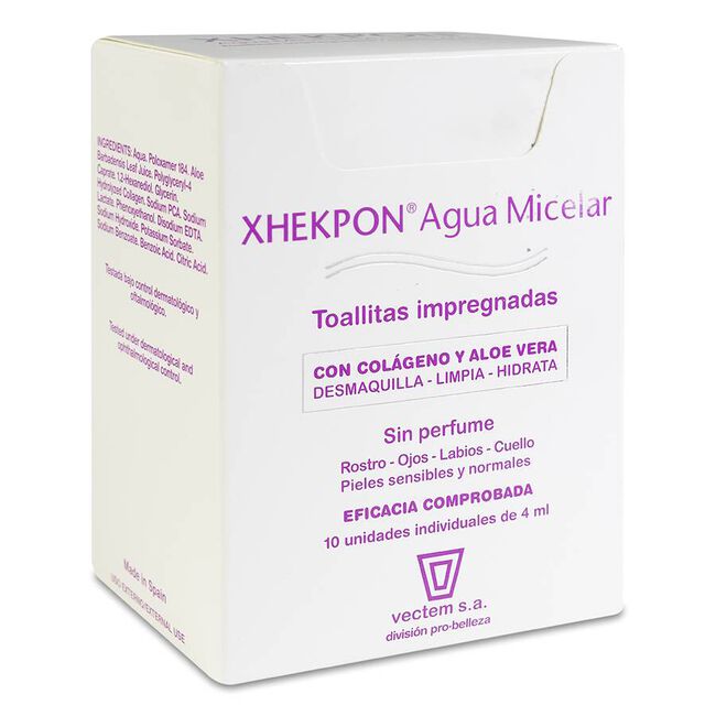 Vectem Xhekpon Toallitas Agua Micelar, 10 Unidades