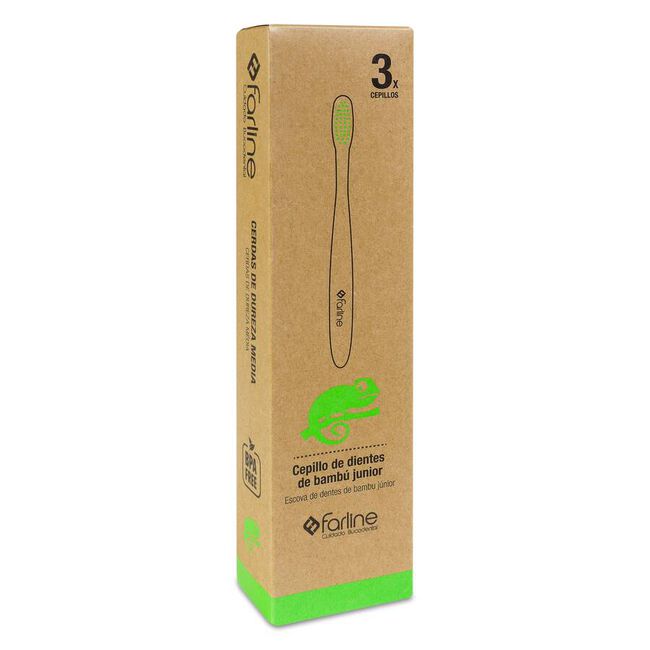 Farline Cepillo Dental Infantil Bambú Camaleón, 3 unidades