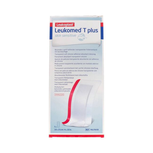 Leukomed T Plus Piel Sensible 10 x 25 cm, 5 Unidades