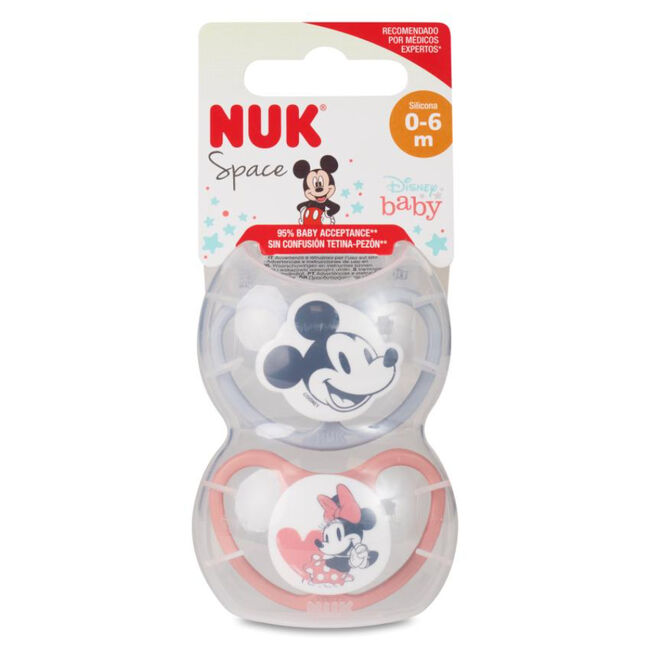 imagen de Nuk Chupete Mickey Rojo 6 m, 2 U