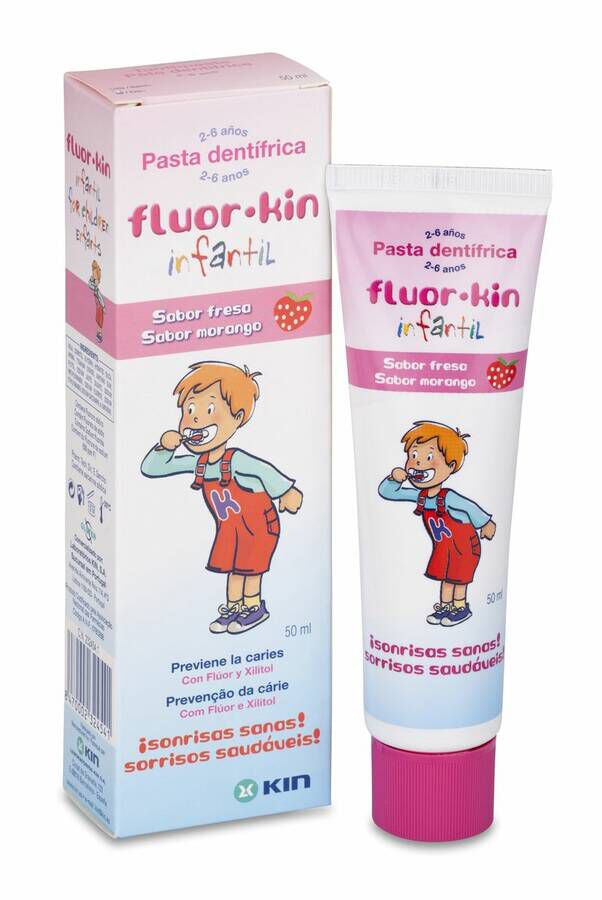 Fluor Kin Infantil Pasta Dentífrica Fresa, 50 ml