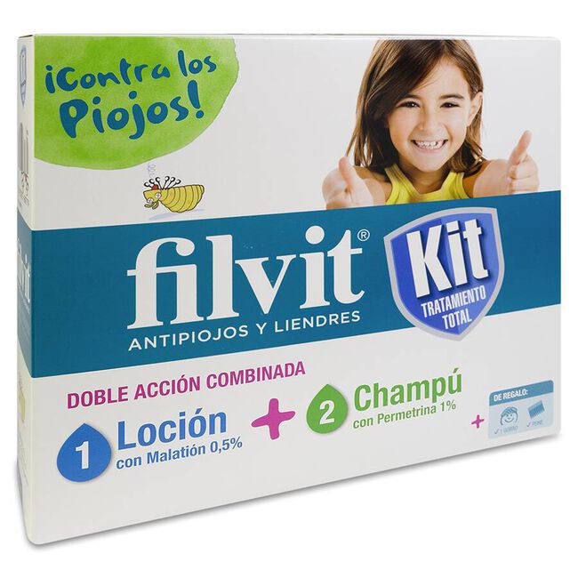 Filvit Kit Antipiojos Loción + Champú + Lendrera, 1 Ud