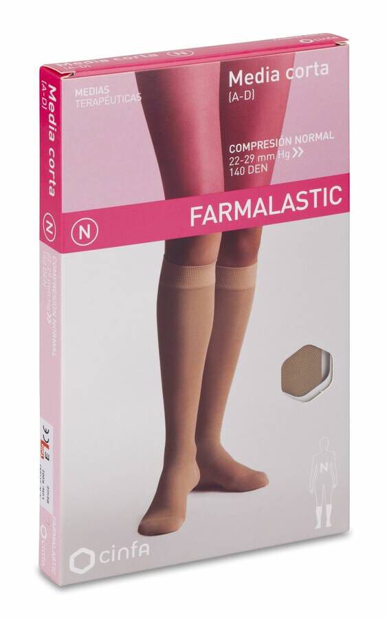 Farmalastic Media Corta Compresión Normal Beige Talla Extra Grande, 1 Par