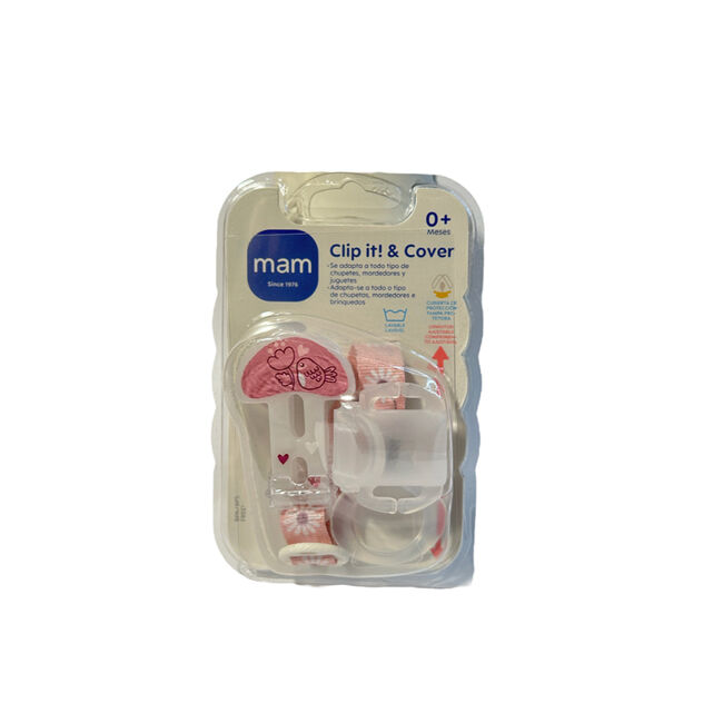 Mam Clip It Cover Broche para Chupete con Cubierta Rosa, 1 unidad
