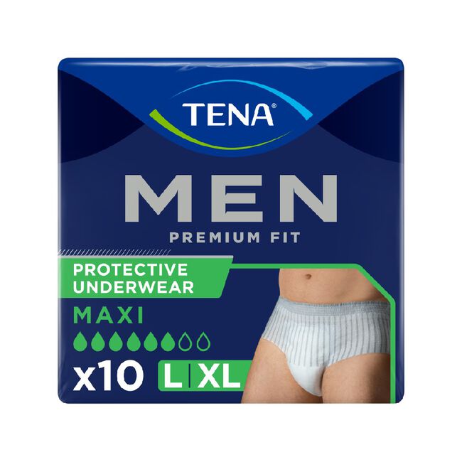 TENA Men Premium Fit Protective Underwear Nivel 4 Talla L/XL, 10 Uds