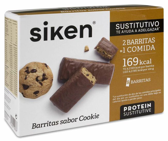 Siken Barritas Sustitutivas sabor Cookie, 8 Uds