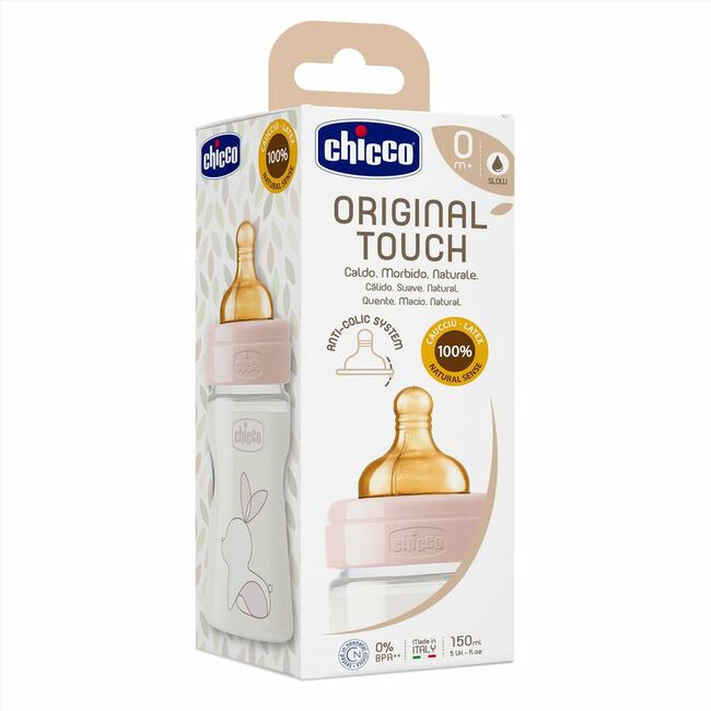 Chicco Biberón Original Touch Látex 0m+ Rosa, 1 Unidad