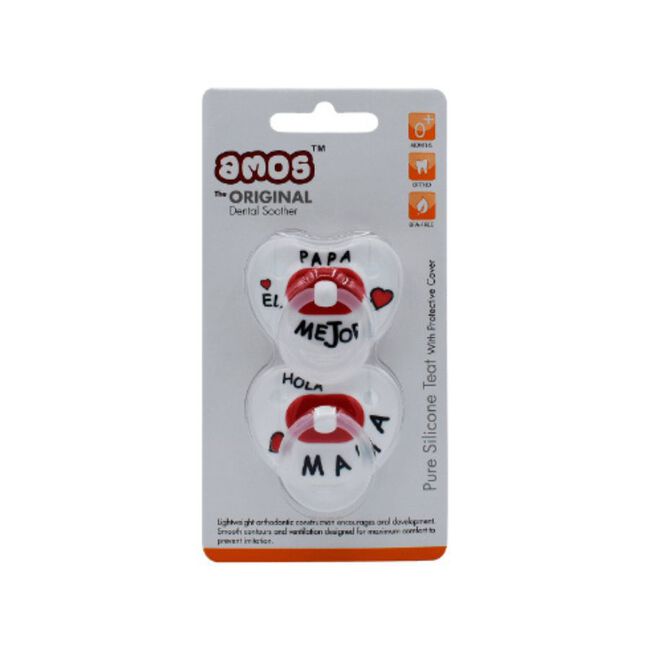 Amos Chupete Latex Duo Mamá/Papá 0-12 m, 1 Unidad