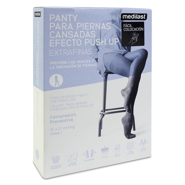 Medilast Panty de Compresión Preventiva para Piernas Cansadas de Fácil Colocación 431 Beige Talla L, 1 Par