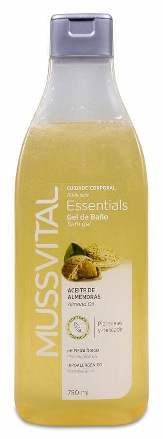 Mussvital Essentials Gel de Baño Aceite de Almendras, 750 ml