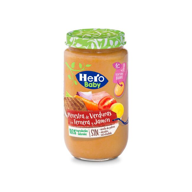 Hero Baby Tarrito De Menestra De Verduras Con Ternera Y Jamón, 235 g