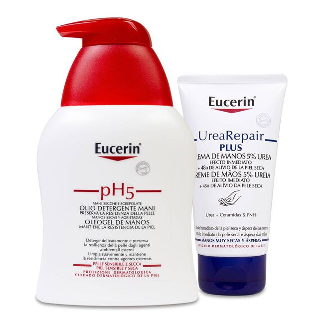 Pack Eucerin Oleogel + Crema de Manos Urea, 250 ml + 75 ml