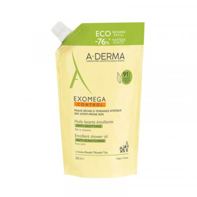 Aderma Exomega Control Aceite de Ducha Eco Recharge, 500 Ml