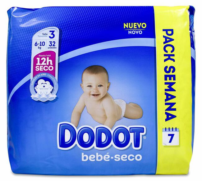 Comprar Dodot Bebé Seco Pañal Talla 3 para 6-10 Kg, 32 Uds