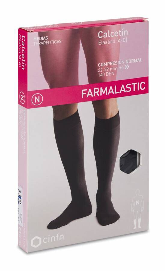 Farmalastic Calcetín Compresión Normal Negro Talla Grande, 1 Par